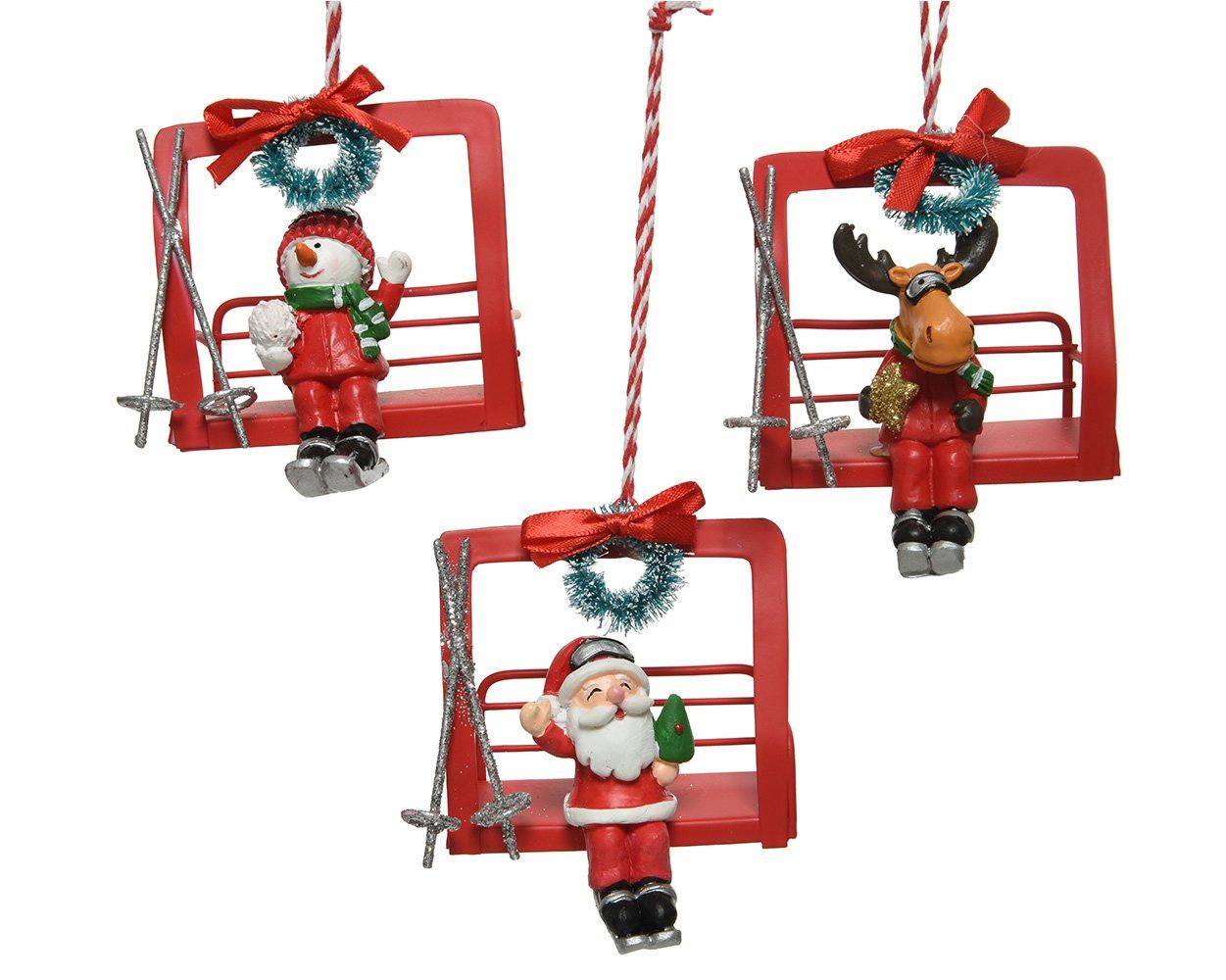 Christbaumschmuck Christbaumschmuck, sortiert 8cm Stück mit 1 season rot, Seilbahn Figur decorations Metall Decoris