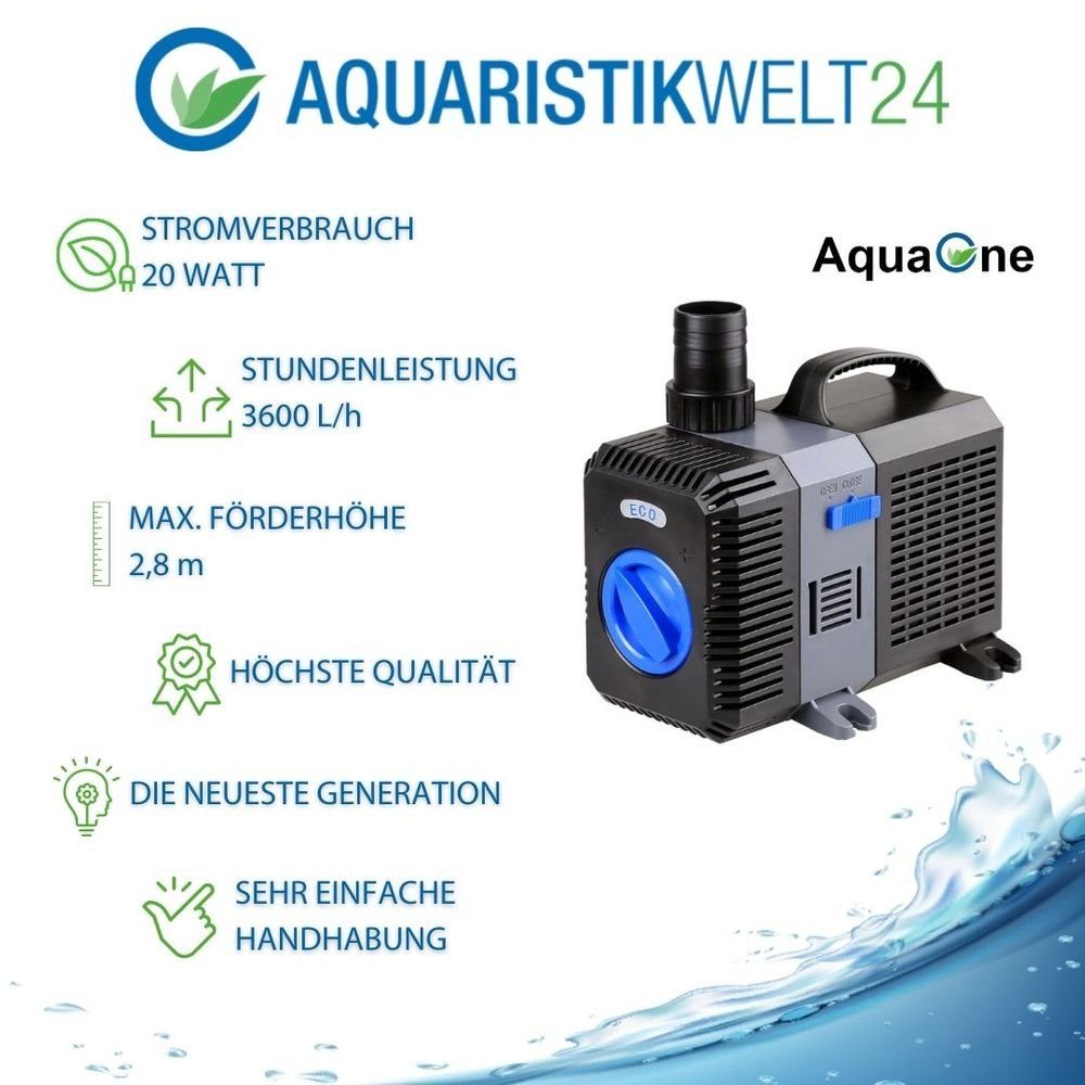 Thumbnail - Aquaone Teichpumpe CTP-3800 Aquarium & Teichpumpe 20 Watt Eco Motor 3600 l/h