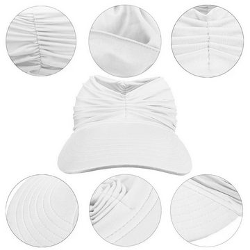 GOOLOO Sonnenhut Sonnenhut Wandelbare Strohhut für Damen Weiß (Sommer Hüte mit Pferdeschwanz, 1-St., 1-st) UV-Schutz Sonnenblende atmungsaktivem