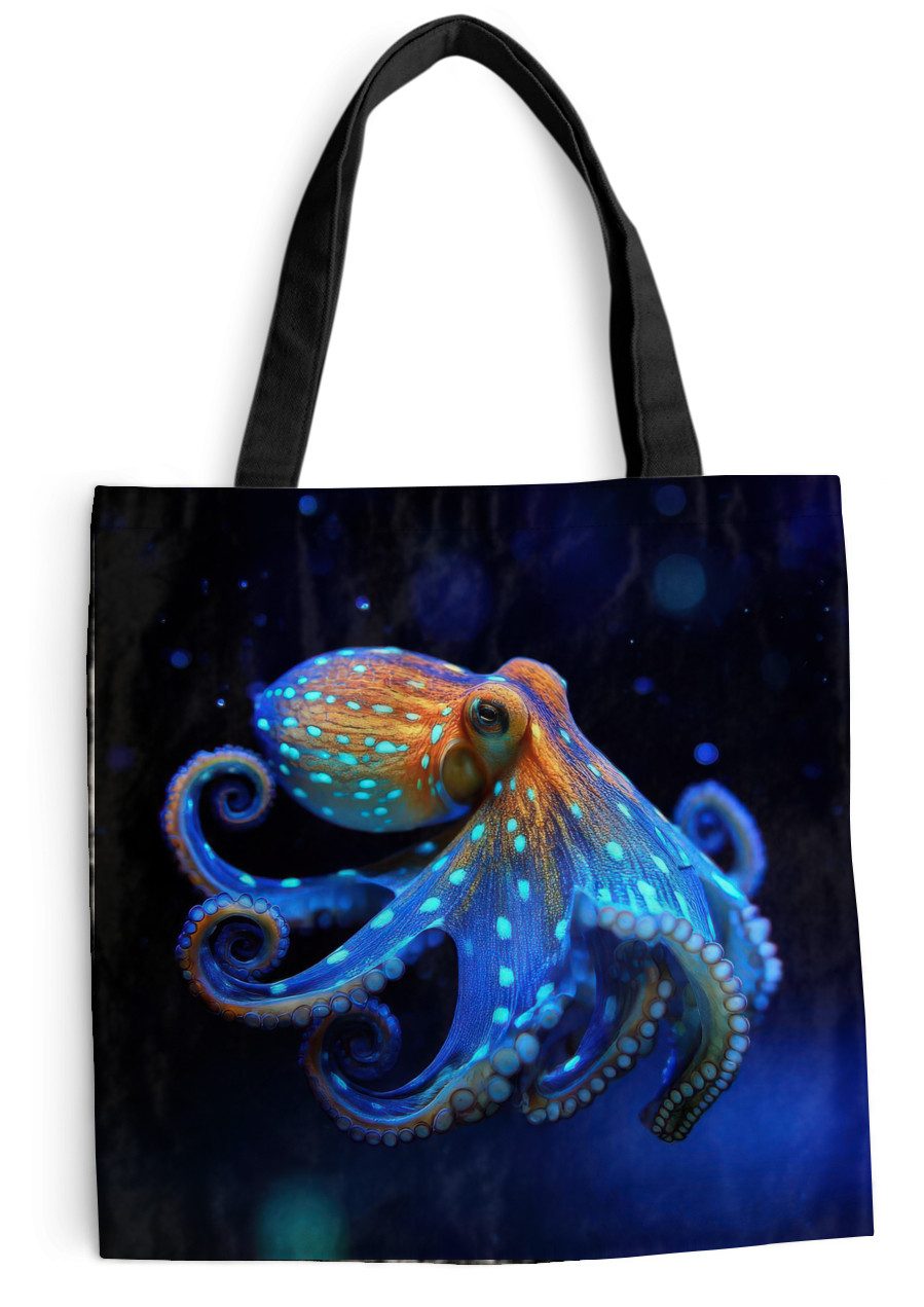 MuchoWow Shopper Oktopus - Punkte - Blau - Meer, Handtasche, Damen und Herren, Schultertasche, Umhängetasche, Tote Bag