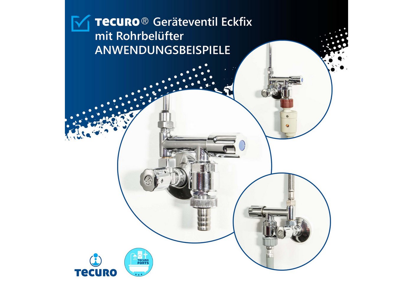 Thumbnail - tecuro Geräteventil Geräteventil Eckfix mit Rohrbelüfter, zur Montage auf Eckventil