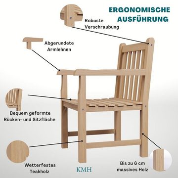 KMH Gartenstuhl Gartensessel Stuhl Teak Gartenmöbel Terasse Holz