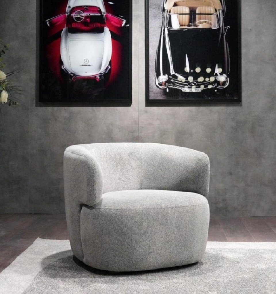 JVmoebel Sessel Design Sessel Grau Luxus Möbel Wohnzimmer Polster Textil (1-St., Sessel), Made in Europe