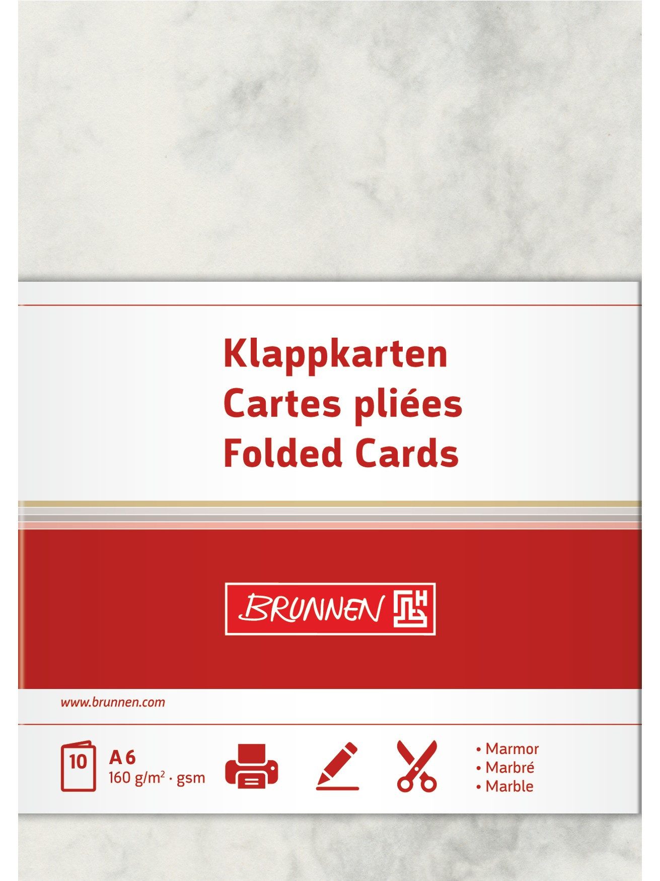 Baier Kindersitz Grußkarten Klappkarten Universalpapier Marmor A6 grau 10 Stück