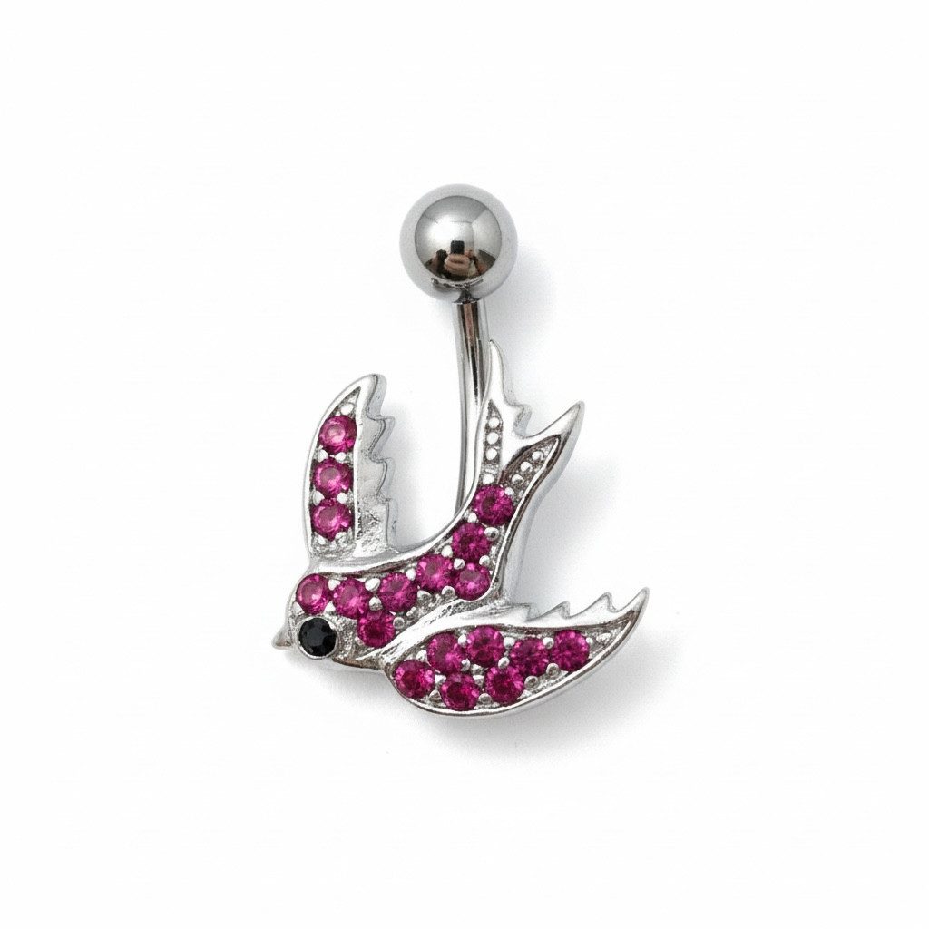 Bauchnabelpiercing Bauchnabelpiercing Schwalbe aus 925 Silber mit Edelstahlsteg
