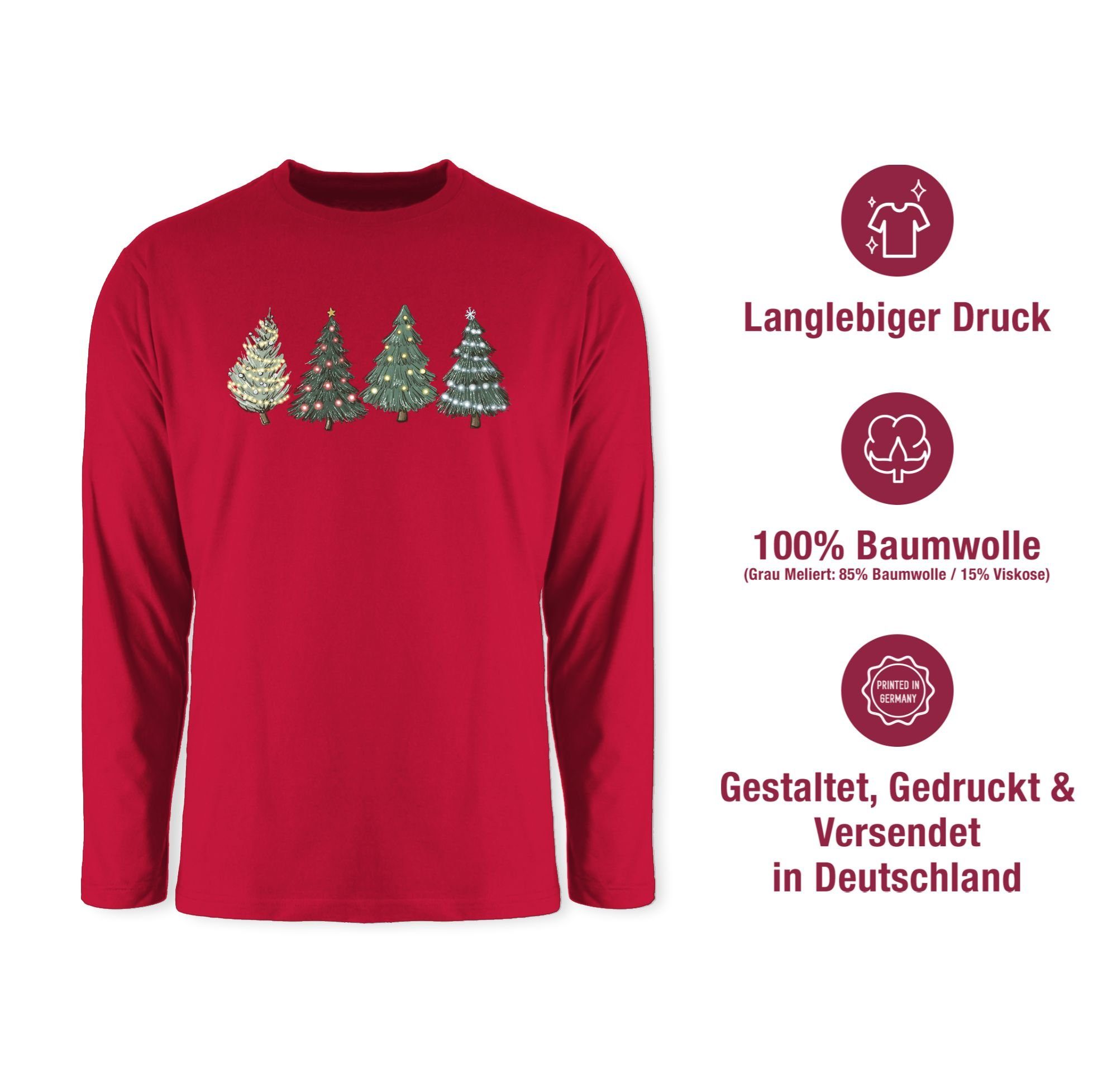 Weihnachtsbäume Rot Shirtracer 4 Kleidung Weihachten Rundhalsshirt