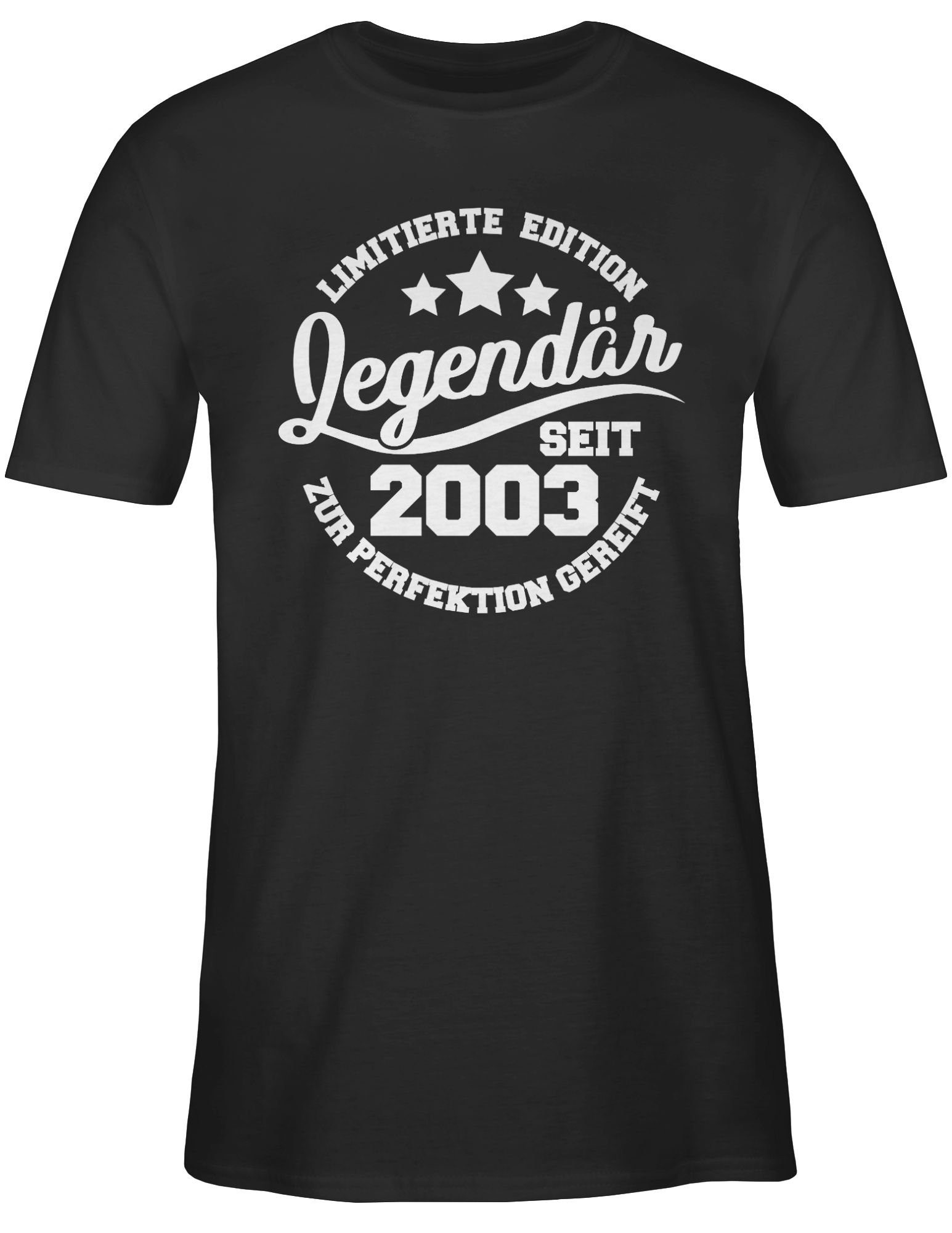 1 Legendär 2003 seit Geburtstag T-Shirt - Schwarz Shirtracer 20. weiß