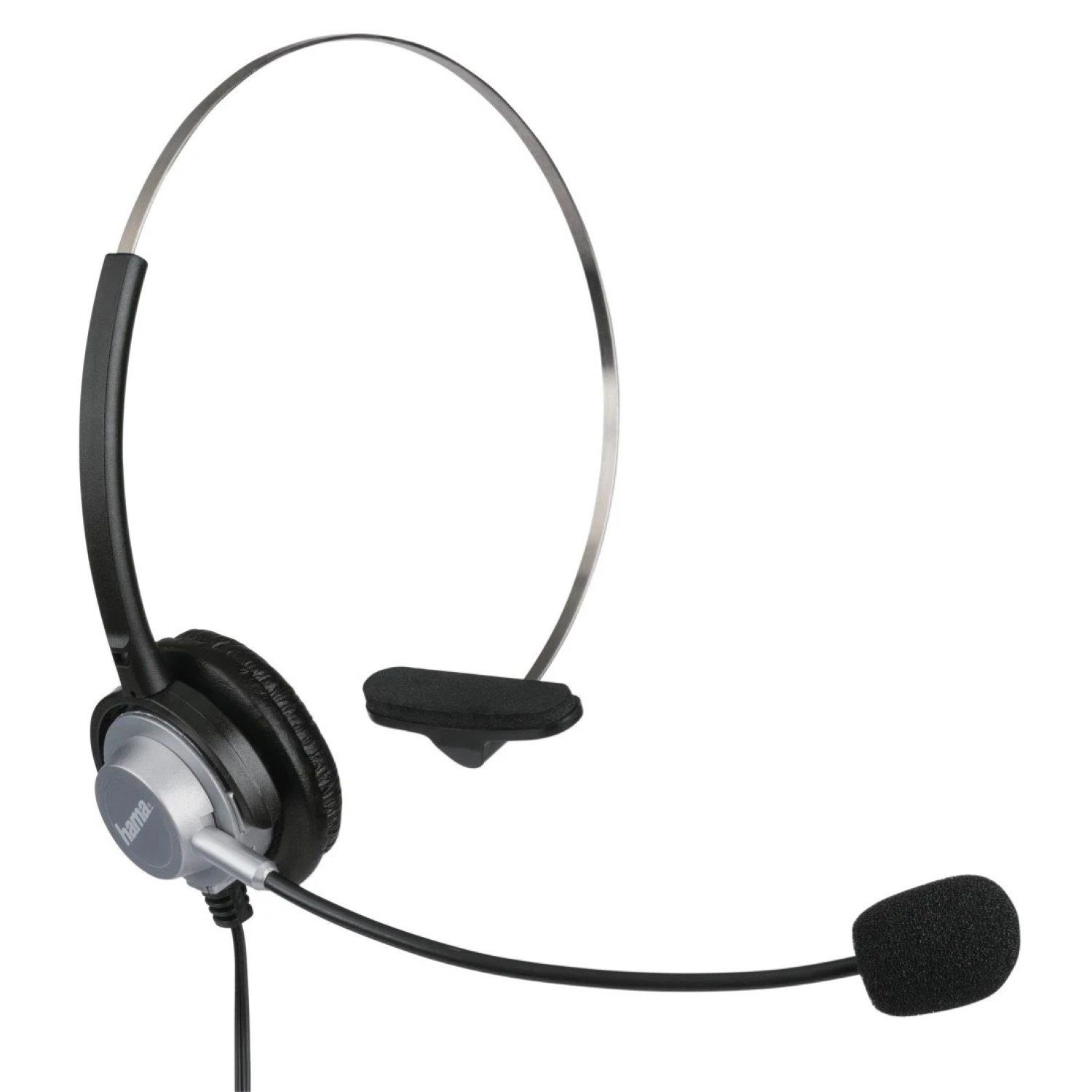 Hama Mono Headset Kopfhörer 2,5mm Klinke Kopfbügel Smartphone-Headset (Universal, Mikrofon, Stummschaltung, etc, Kein, Universal Klinken-Stecker passend für Gigaset DECT Telefon Festnetz)