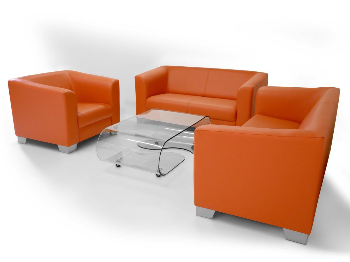 orange Moebel-Eins Sofa CHICAGO Sofagarnitur 3-2-1