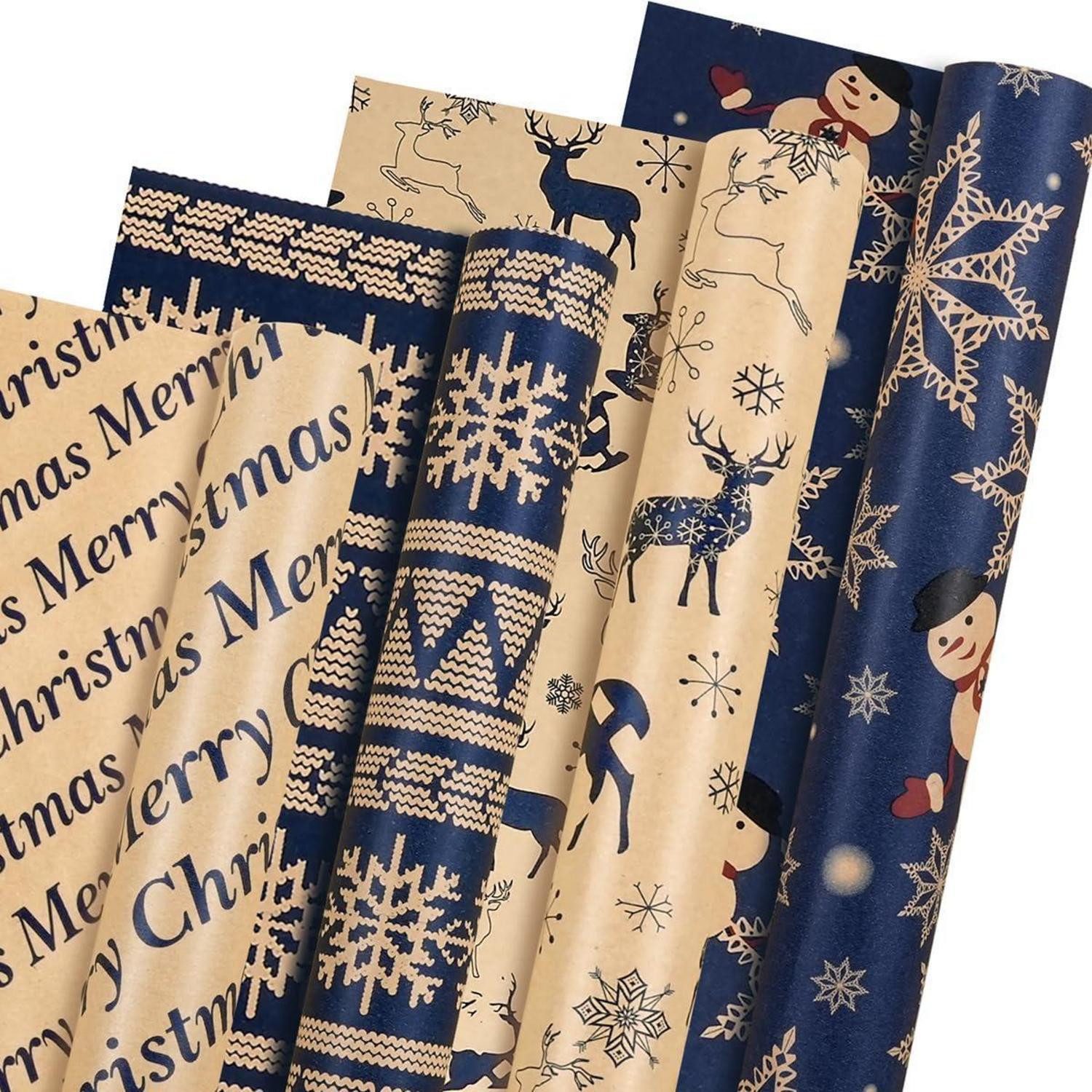 LuxusKollektion Geschenkpapier Geschenkpapier Weihnachten 4 Rollen 43x3m, (4St)