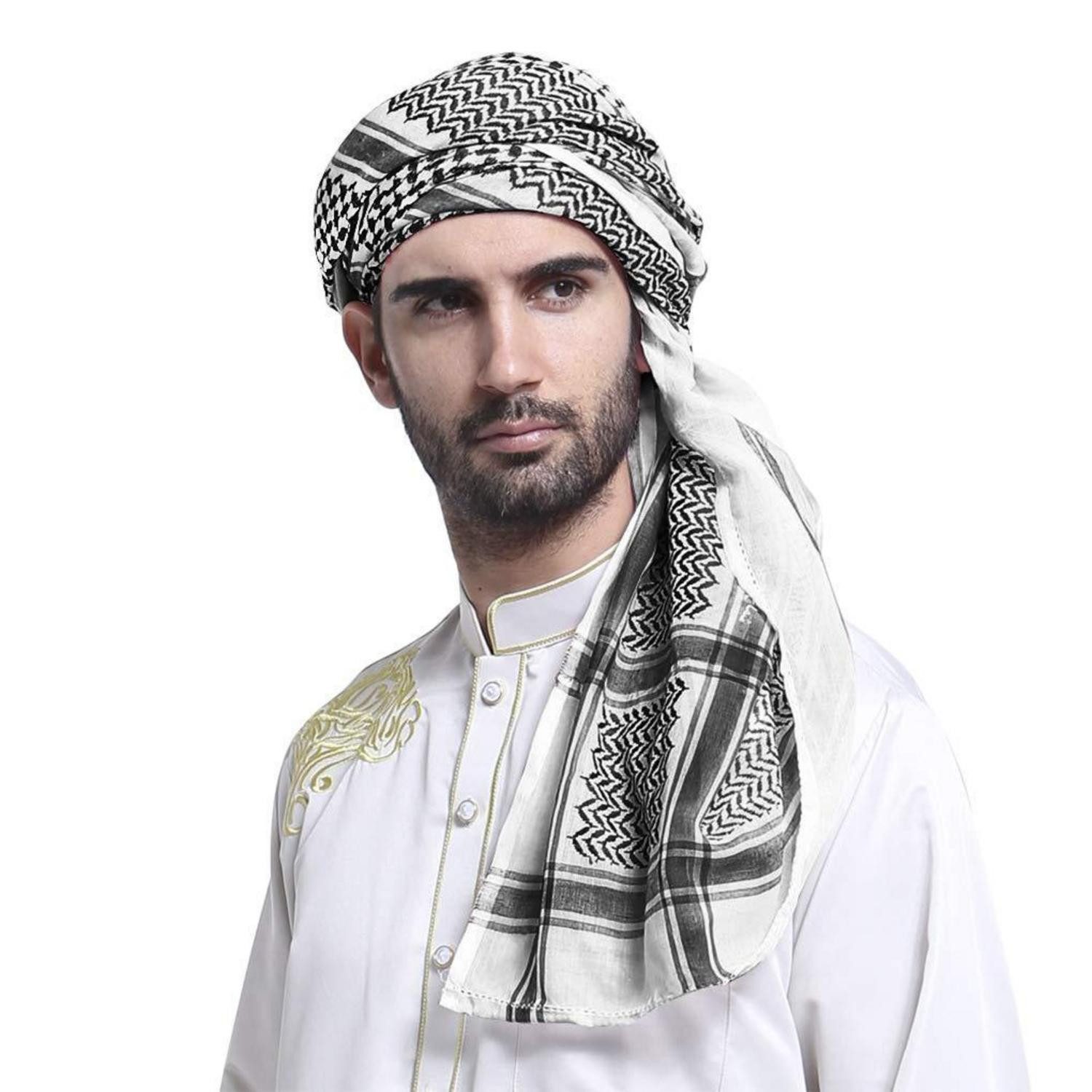 LuxusKollektion Halstuch Herren Turban Hijab Schal Schwarz 140x140cm, (1-St)
