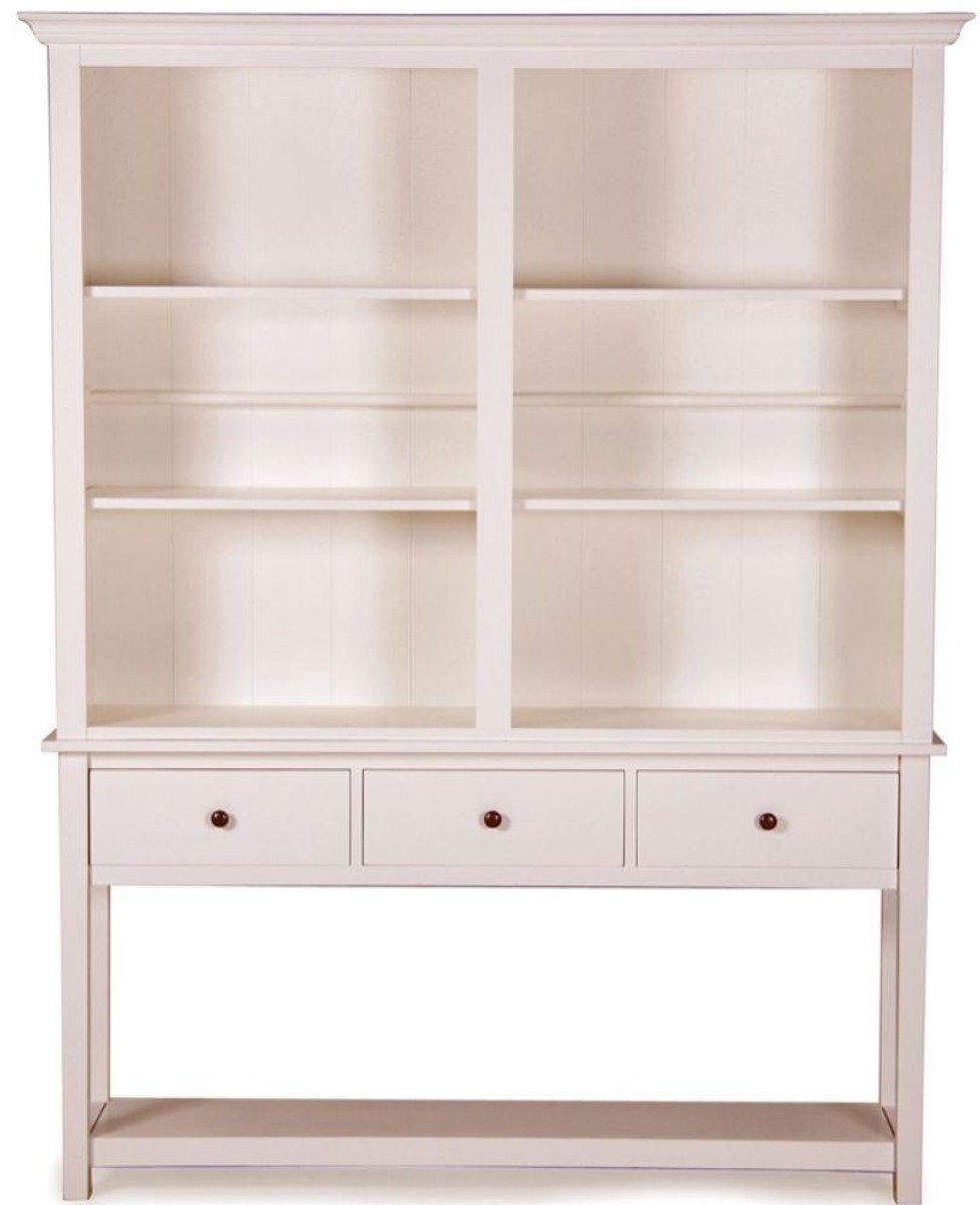 Casa Padrino Stauraumschrank Landhausstil Offener Schrank Antik Weiss mit drei Schubladen 158 x 40 x H. 220 cm - Wohnzimmerschrank im Landhausstil