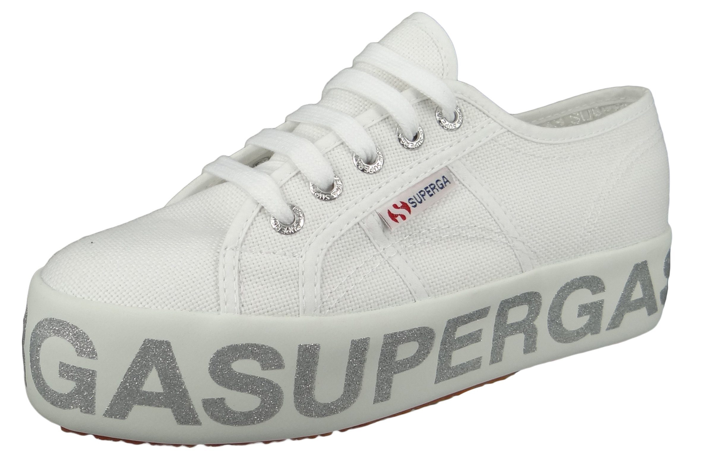 Superga S111TRW 2790 COTW Glitterlettering 928 white silver Sneaker