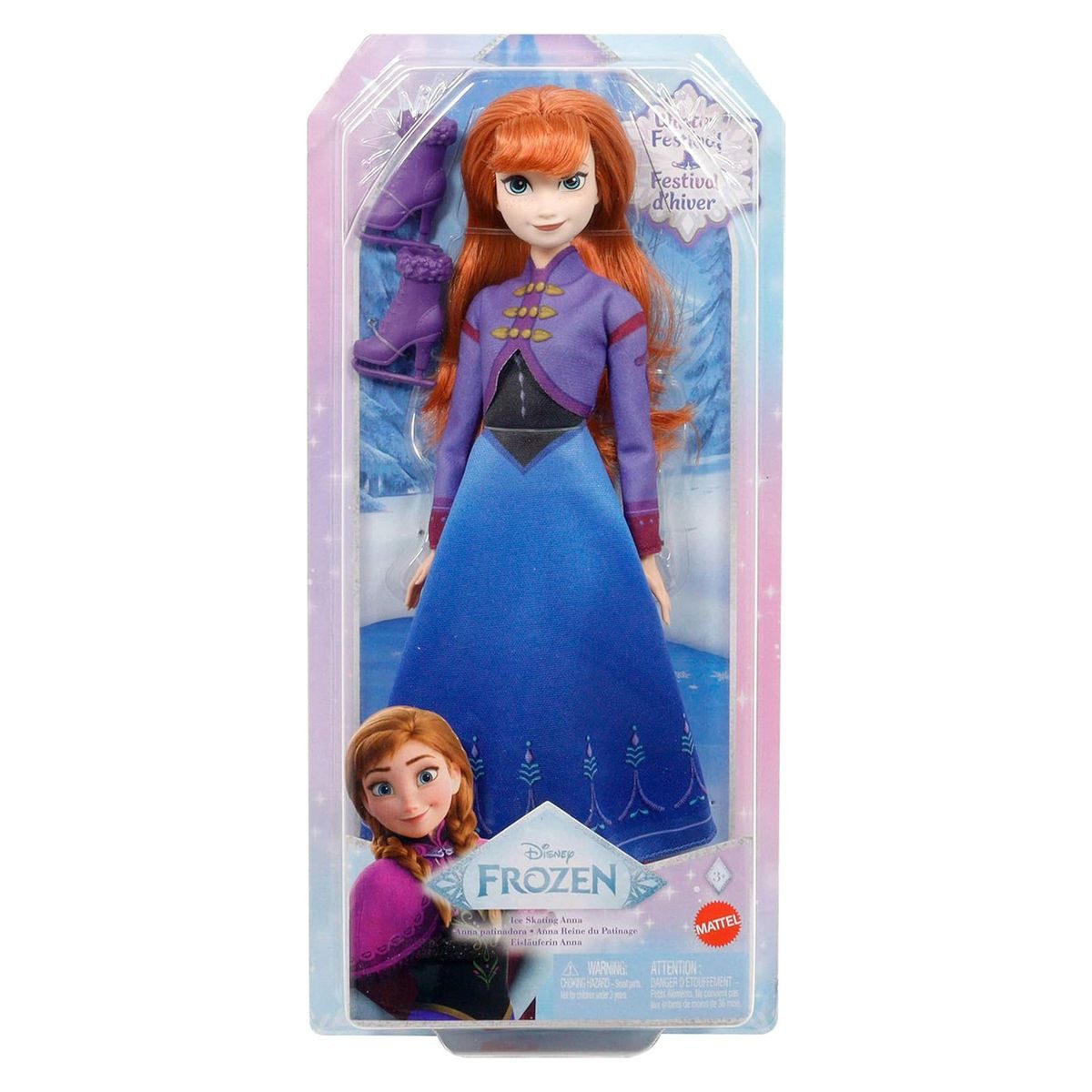 Mattel® Anziehpuppe Mattel JBG54 - Disney - Frozen - Eisläuferin Anna, Puppe mit Schlitts