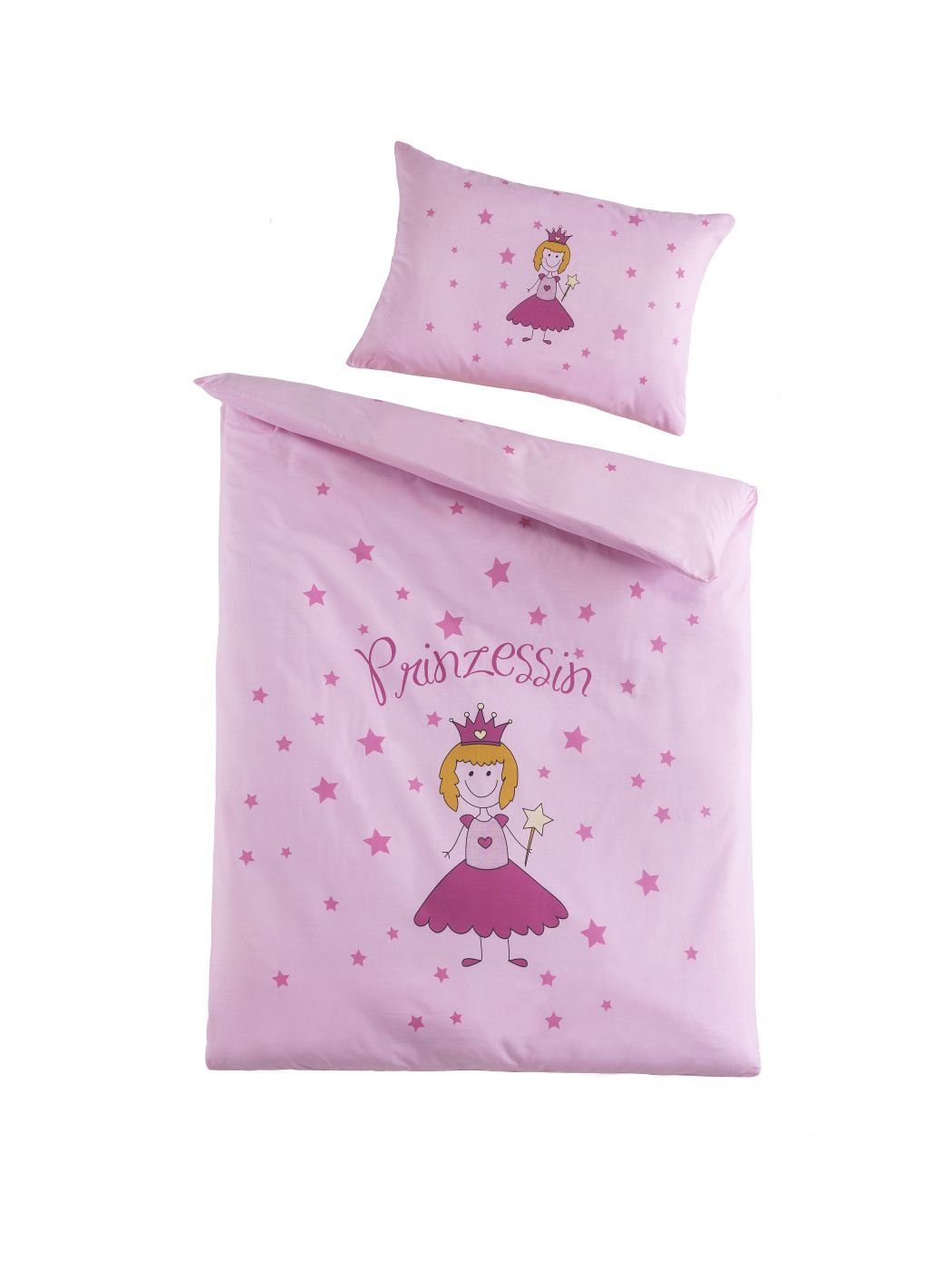 Babybettwäsche Постільна білизна 100 cm x 135 cm Prinzessin Rosa, Optidream, Baumwolle, 2 teilig, baby bettwäsche set 100x135 sale bettwäsche baby 100x135