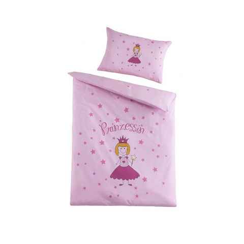 Babybettwäsche Bettwäsche 100 cm x 135 cm Prinzessin Rosa, Optidream, Baumwolle, 2 teilig, baby bettwäsche set 100x135 sale bettwäsche baby 100x135