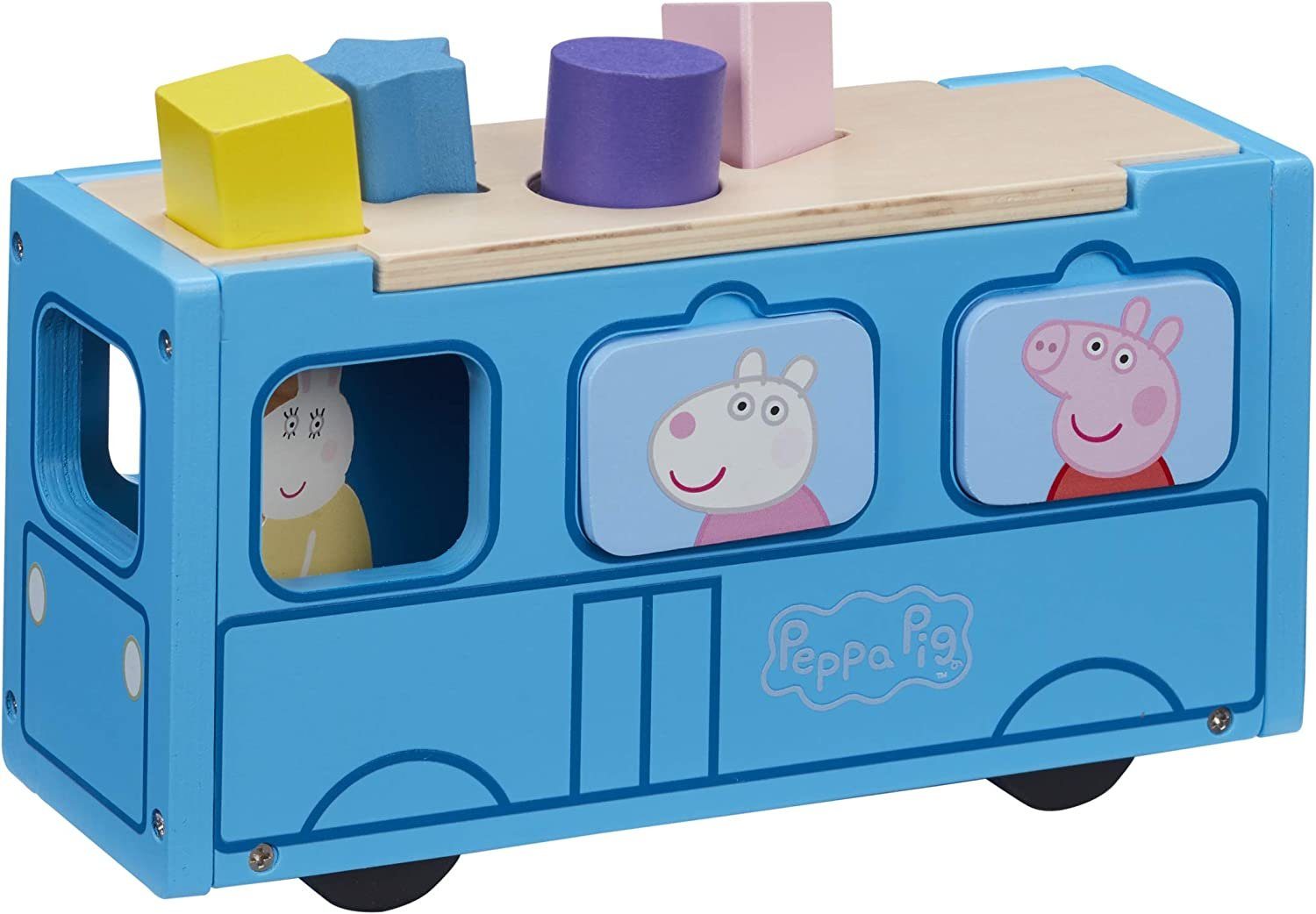 eOne Spielzeug-Auto Peppa Wutz Holz Spielzeug - Schulbus (mit Figuren & Accessoires)