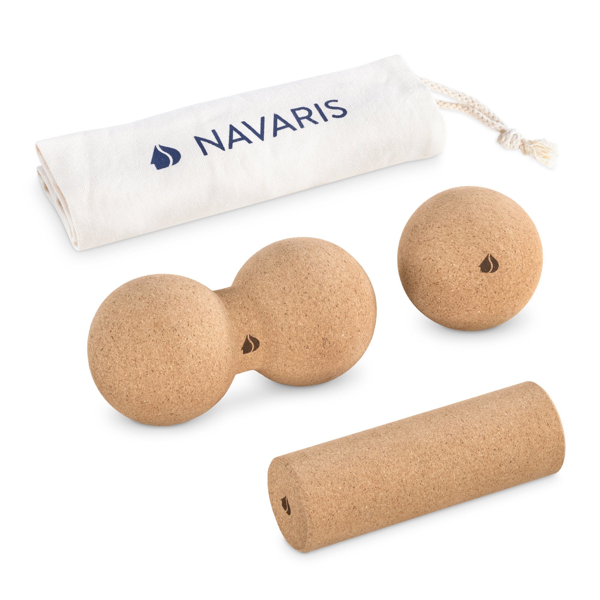 Navaris Massageball Faszien Set aus Kork: Mini Peanut und Duoball, 1-tlg.