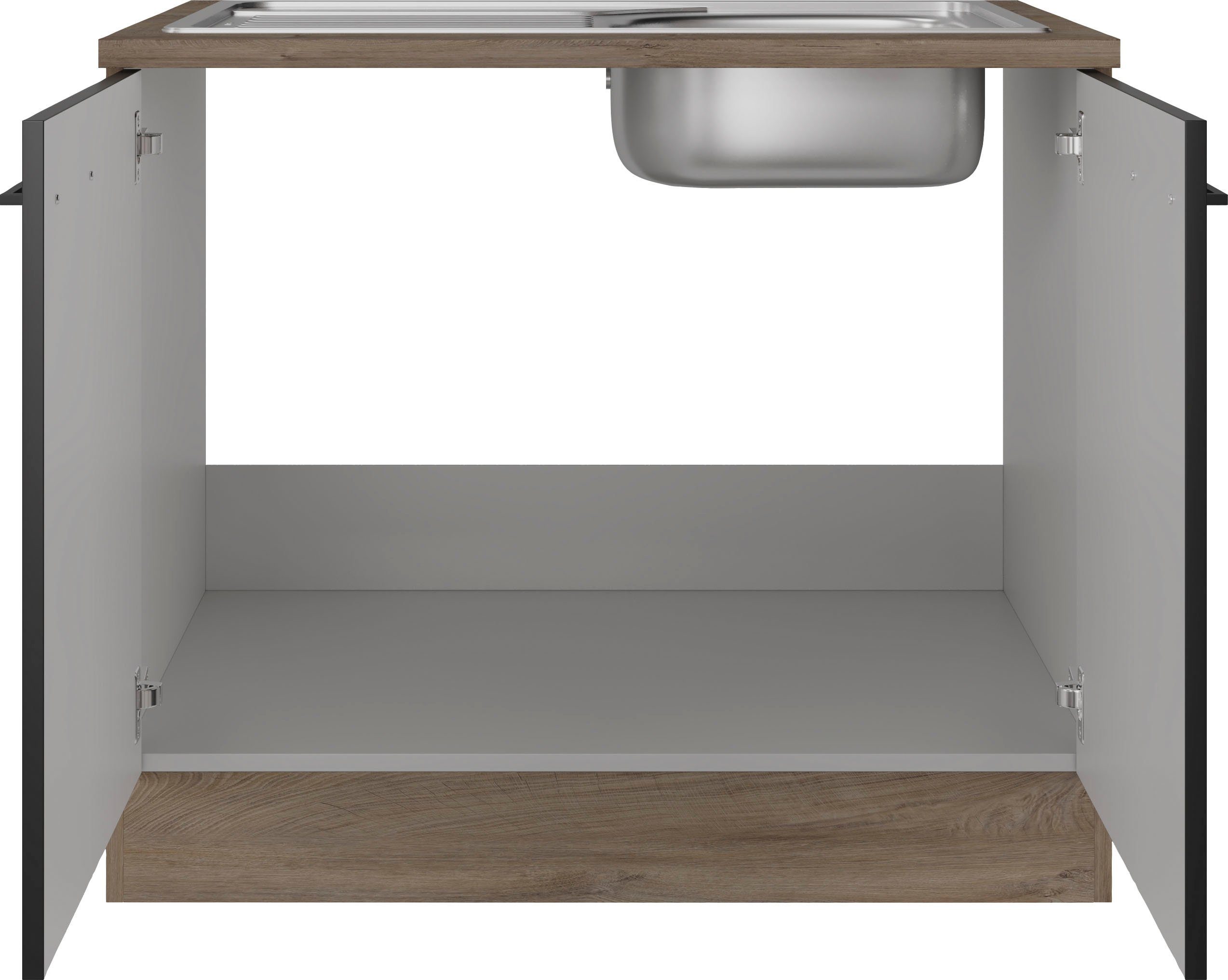 Flex-Well Spülenschrank Capri (2-St) (B x H x T) 100 x 85 x 60 cm, inkl. Edelstahl-Einbauspüle