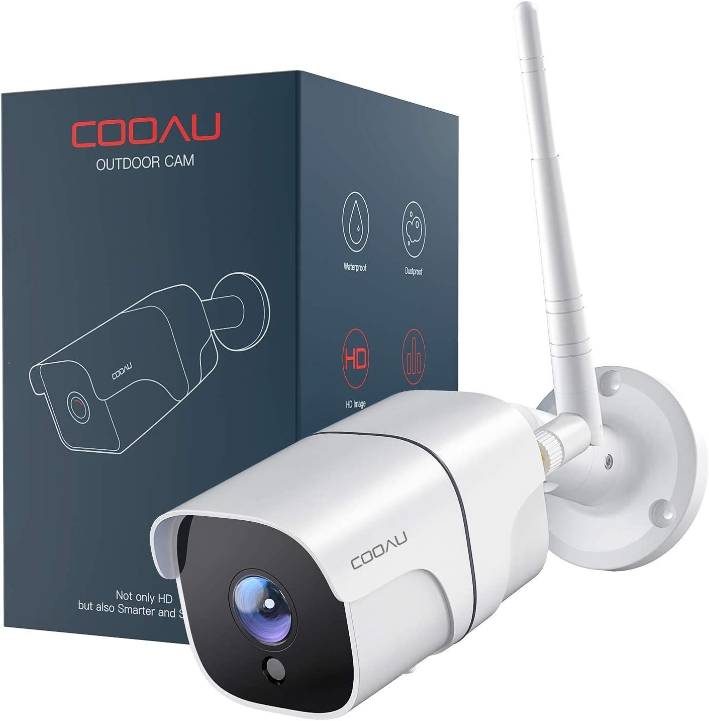 COOAU 1080P Sicherheitskamera Aussen WLAN IP Kamera Camera Outdoor Wi-Fi  Überwachungskamera (Full HD 1080P Nachtsicht von 65FT mit MIPC APP IP66  Wasserdicht, mit Bewegungserkennung Personenerkennung, Unterstützt  SD-Karten bis zu 128 GB(nicht im