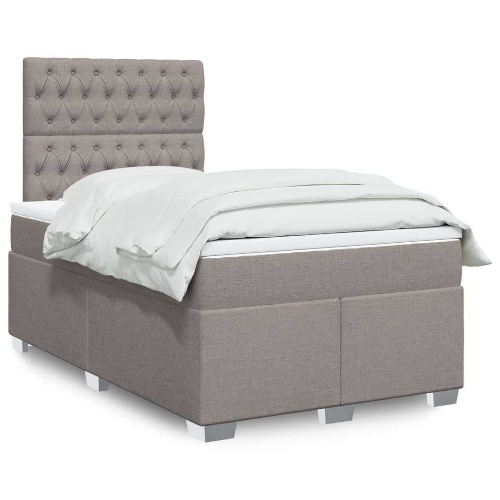 vidaXL Bett Boxspringbett mit Matratze Taupe 120x190 cm Stoff
