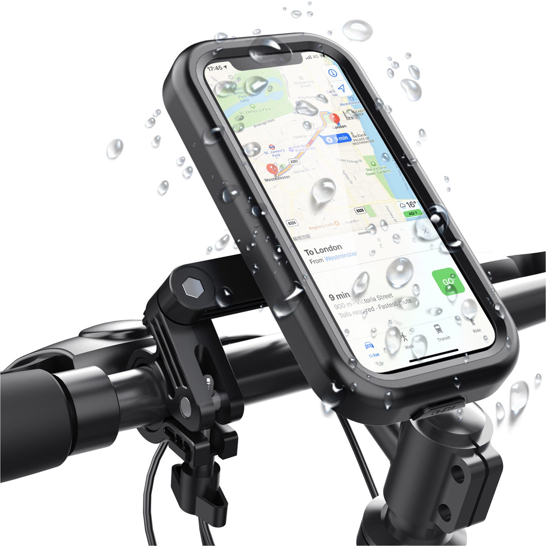 Mutig Handy-Halterung wasserdichte Motorrad Telefon Halterung Fahrrad Telefonhalterung, (bis 6.8 Zoll, 360° Drehbarer Handyhalter Universal-Lenkerinstallation, empfindlicher Touchscreen, Universal Fahrrad Handyhalterung, Für 4.7-6.8 Zoll, Smartphone,z. B. iPhone 16/15/14 Pro Max Plus)