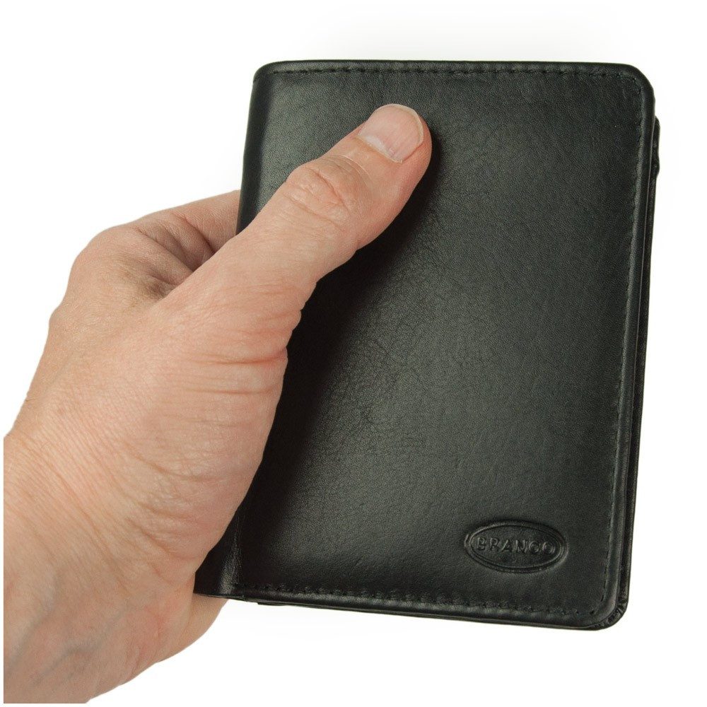 BRANCO Geldbörse Große Herren-Geldbörse / Portemonnaie, Leder, Schwarz, Branco 12005