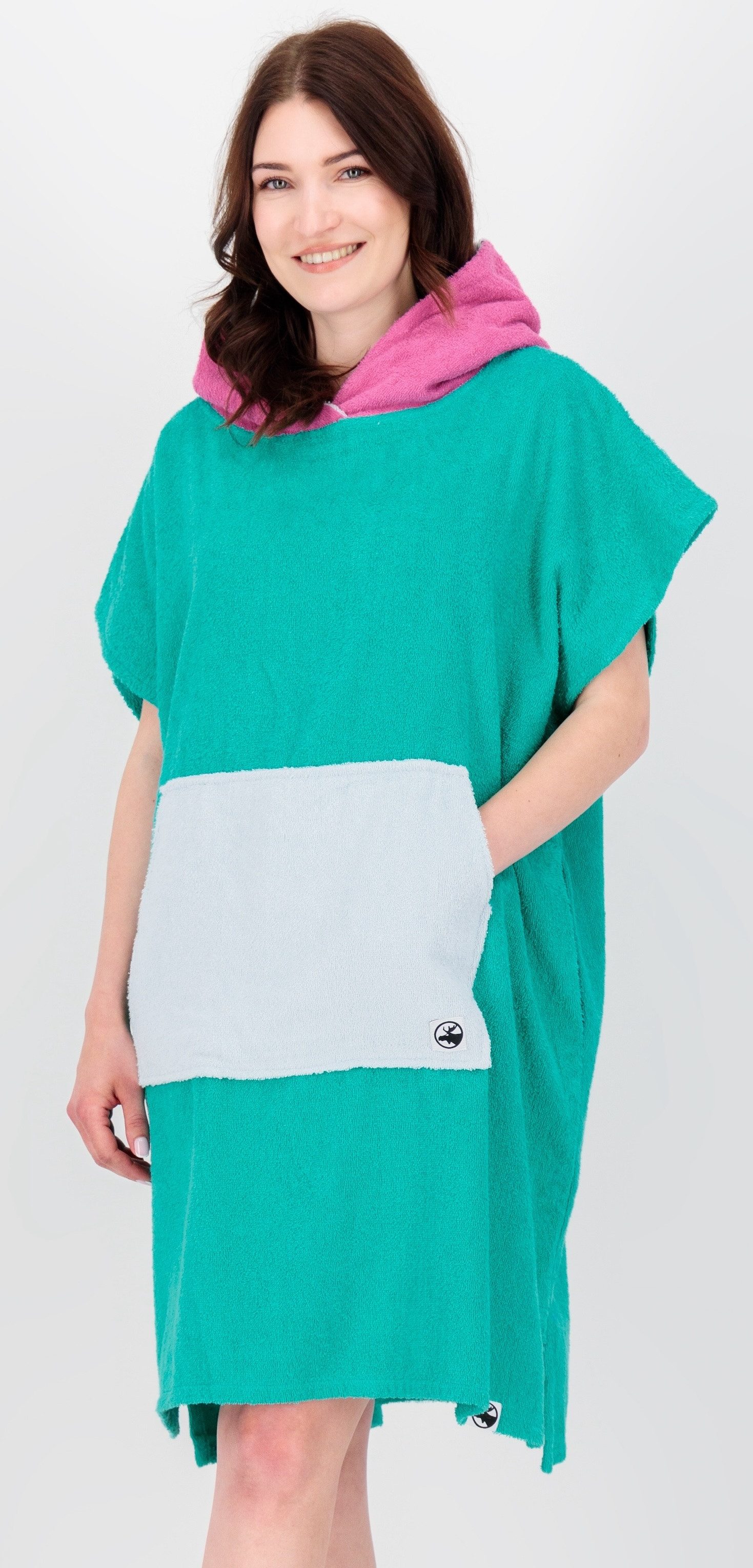 DEPROC Active Badeponcho PONCHINO HALIFAX WOMEN Umziehhilfe Strandponcho, Kapuze, ohne, Innenliegende Tasche zum Umziehen