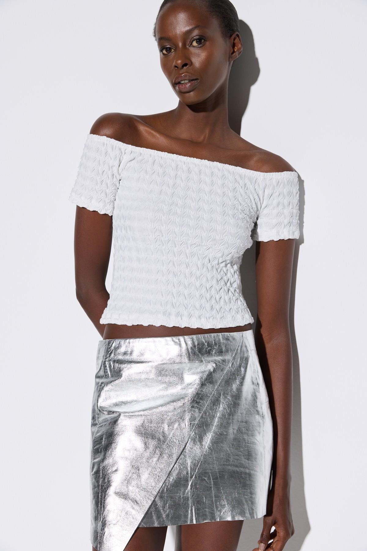 No Matter What Blusentop Schulterfreie Bluse aus Kreppstoff günstig online kaufen