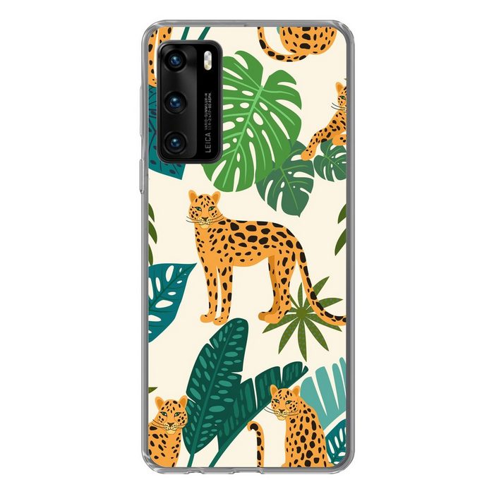 MuchoWow Handyhülle Dschungel - Leopard - Pflanzen - Muster - Mädchen - Jungen Handyhülle Huawei P40 Handy Case Silikon Bumper Case