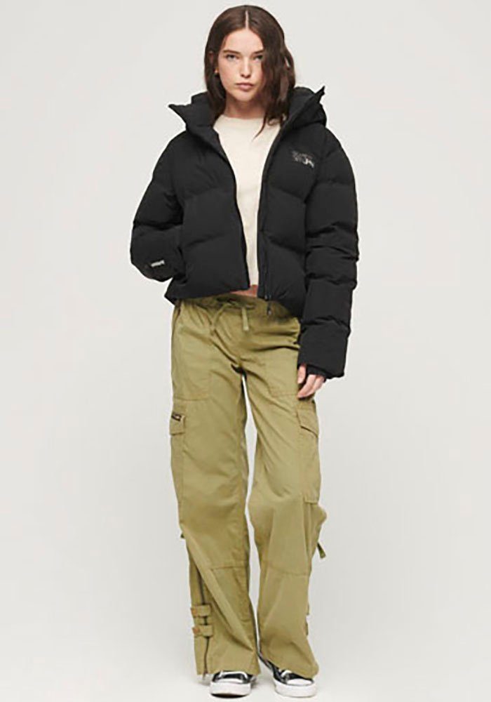 JACKET HOODED Superdry BOXY Black Steppjacke PUFFER