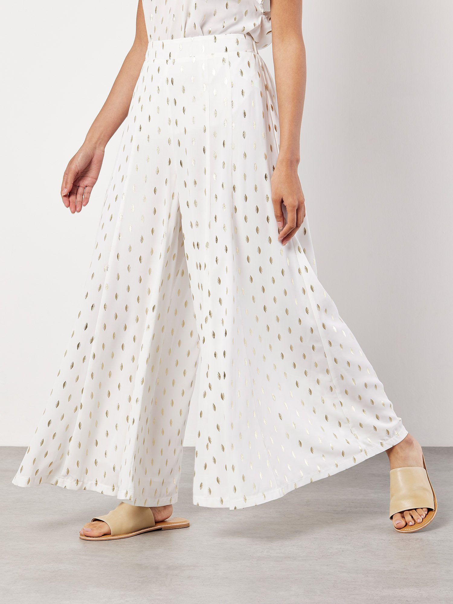 Apricot Bügelfaltenhose Fließende Hose, mit Goldfolienpunkten günstig online kaufen