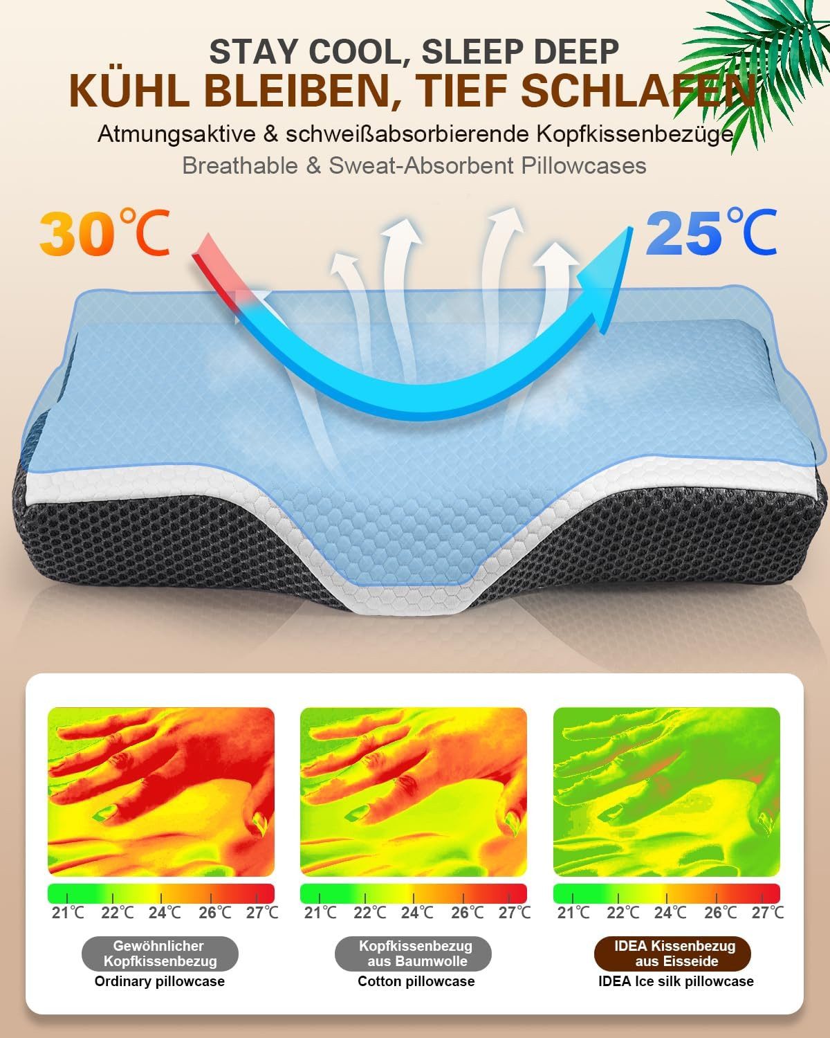 Esun Kissenbezug Kissenbezug für IDEA Nackenkissen Kissen mit Kühl- und Wärmeeffekt, Kopfkissenbezüge nur für IDEA-Kissen