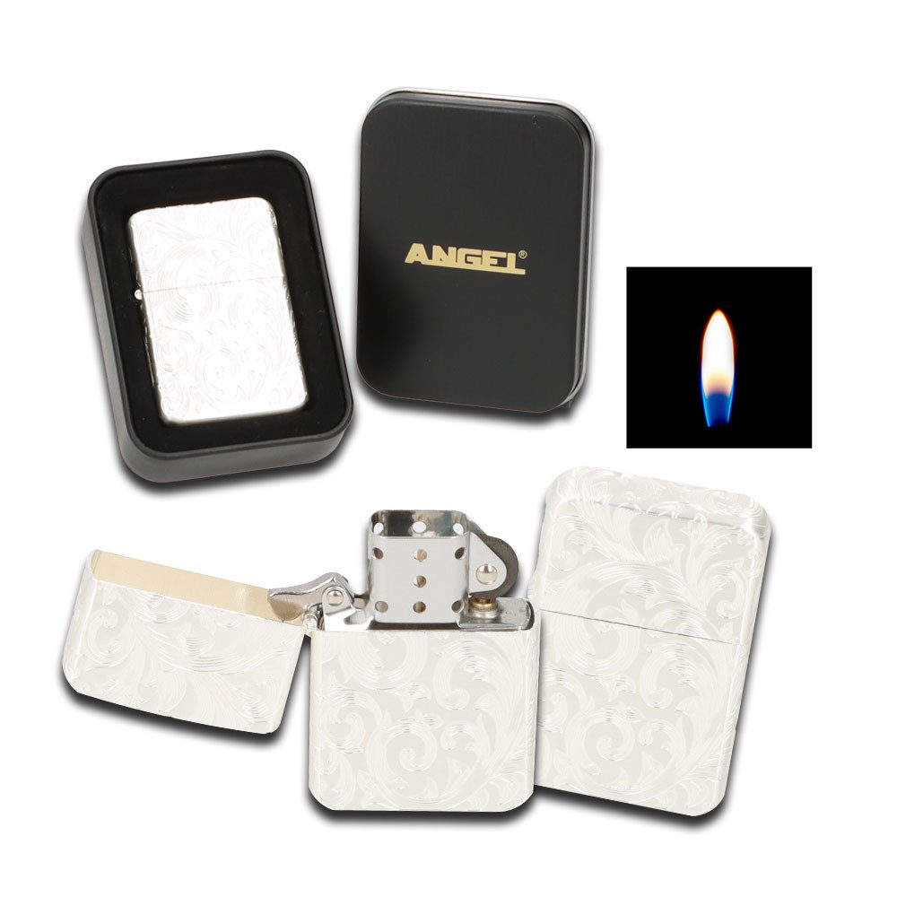 Coumo Feuerzeuge Design Benzinfeuerzeug, edel, mit Metall Geschenk Box