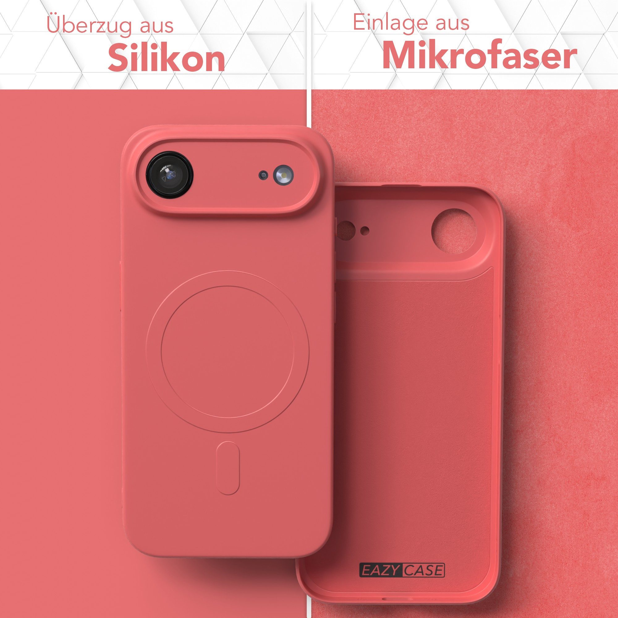 EAZY CASE Handyhülle für Apple iPhone Air Hülle Silikon 6,5 Zoll, MagSafe Silikonhülle Kameraschutz stoßfest Handyhülle Matt Hellrot