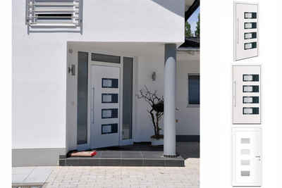 vidaXL Haustür Haustür Weiß 100x200 cm Aluminium und PVC Haus Eingangstür Glas-Elemen