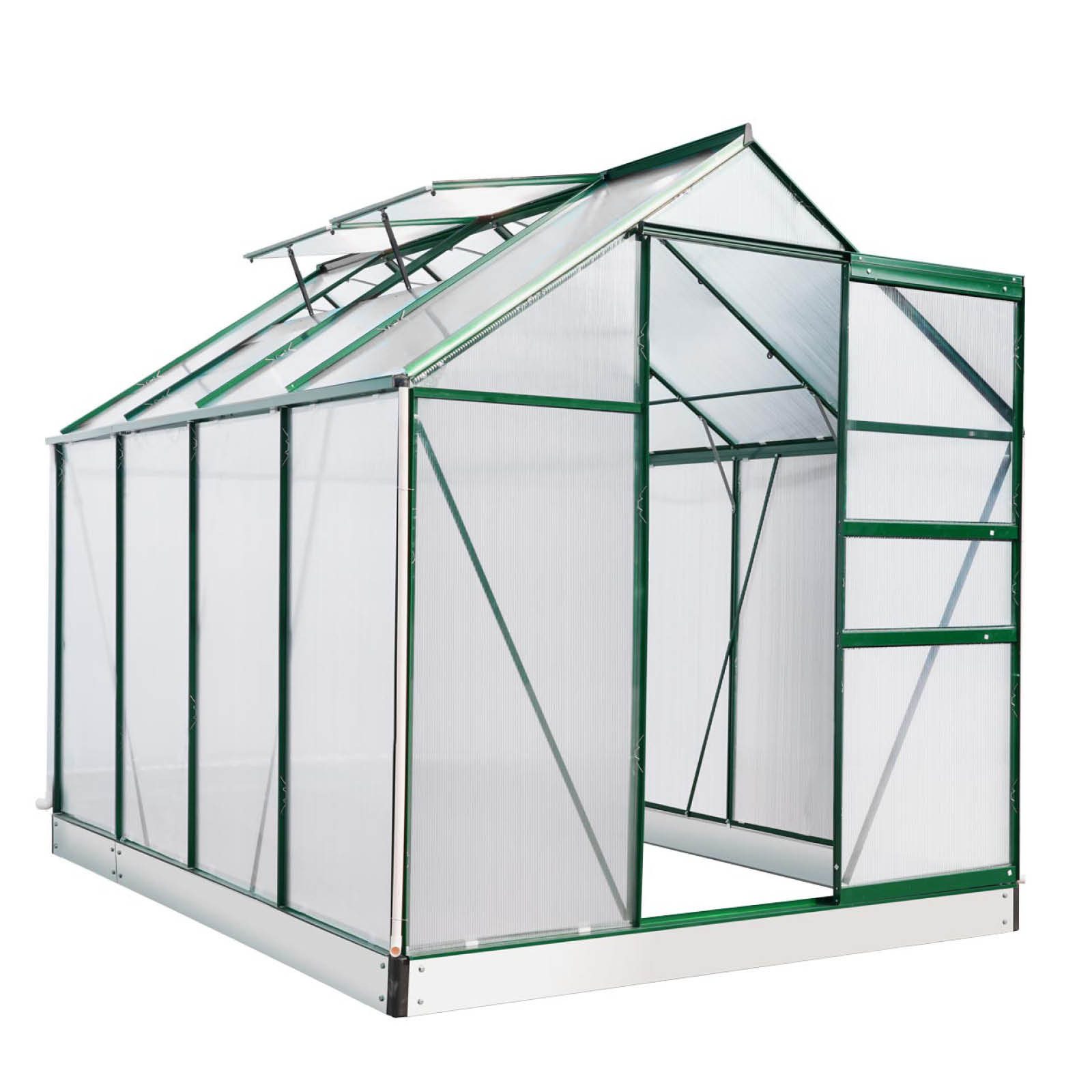 BRAST Gewächshaus ALU mit Fundament rostfrei 250x190x195cm TÜV geprüft, BxTxH: 190 x 250 x 195 cm, wetterfestes hochwertiges Aluminium, Temperaturbeständig, Wärmedämmend, Lichtbrechend & UV-stabilisiert