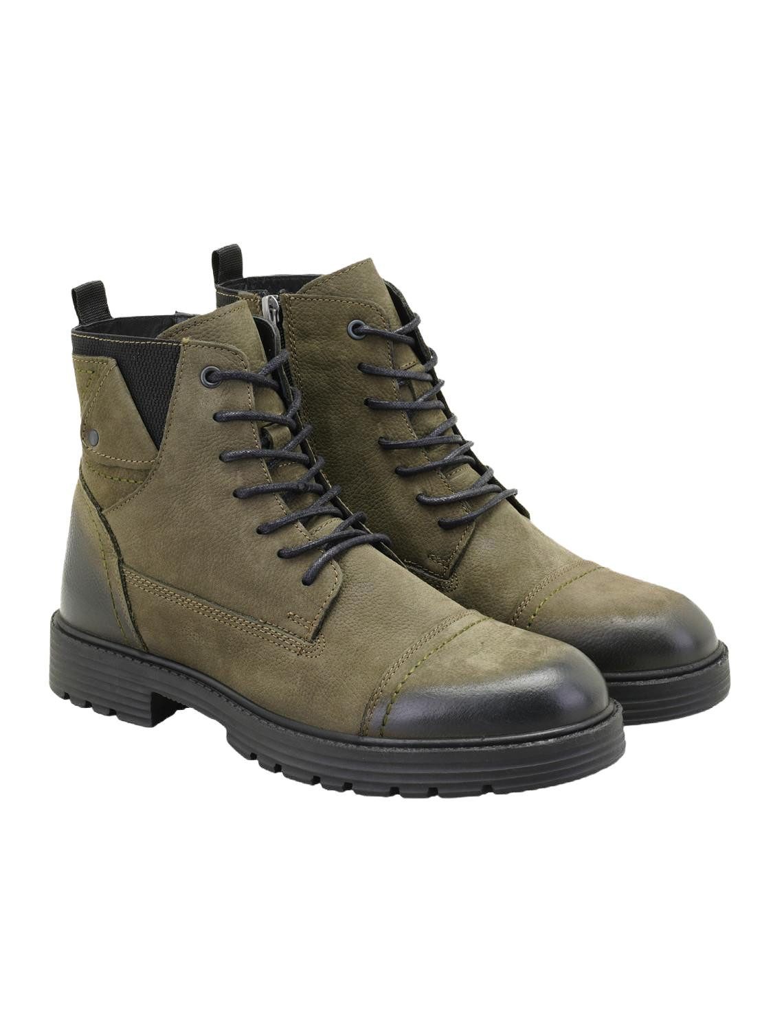 Desa Herren-Schnürstiefel aus Leder – Warmes Futter, Kunststoffsohle, flac Stiefelette