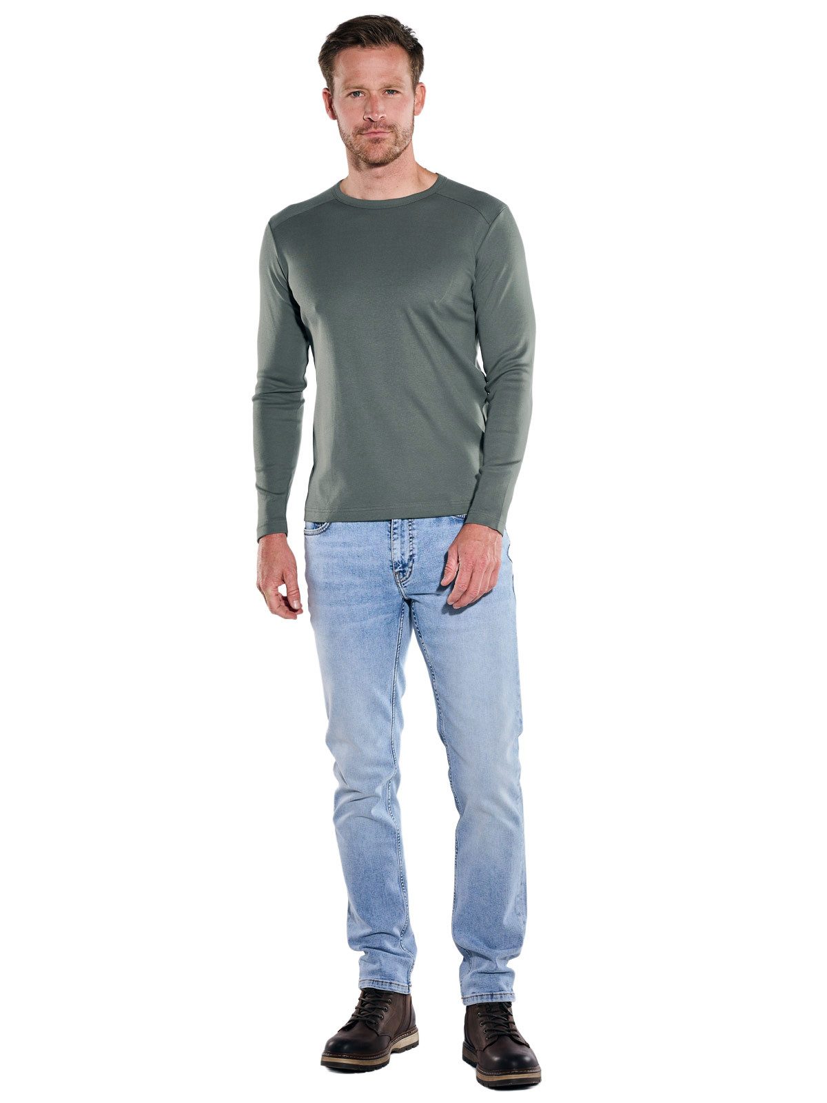 Engbers Langarmshirt Herren Langarmshirt "My Favorite" RH, Dunkelgruen – Bild 3 von 5