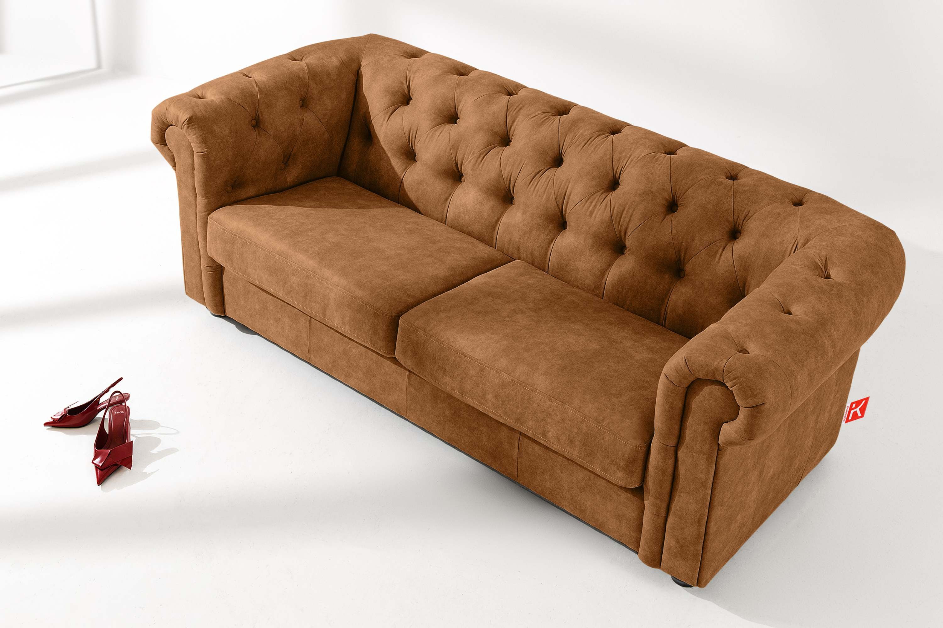 KONSIMO® Chesterfield-Sofa GRAVO 3-Sitzer Sofa, Einzelsofa, hergestellt in der EU, handgefertigte Steppung, elegante Armlehnen, Sitzkissen
