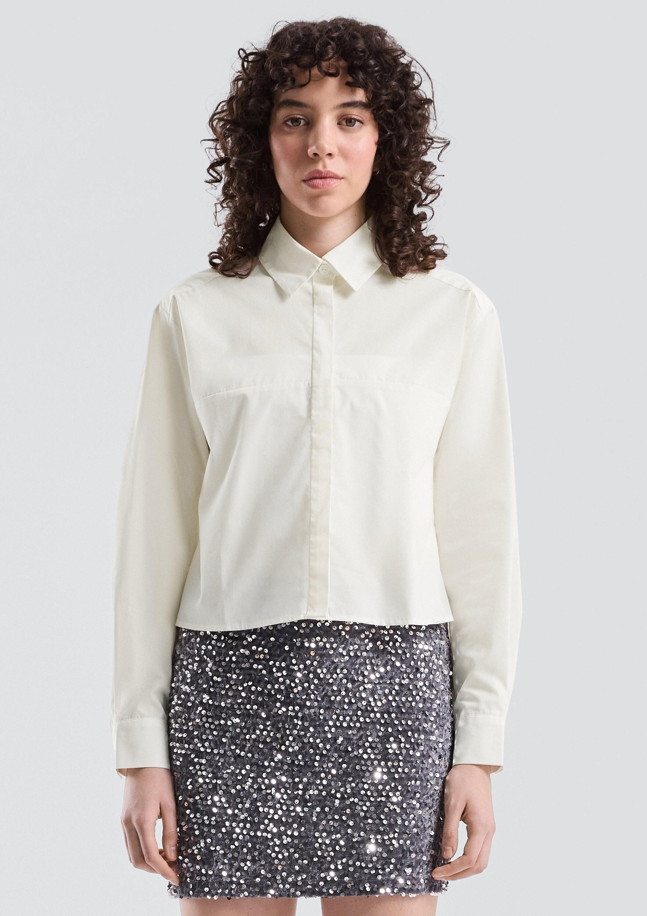 QS Langarmbluse Bluse Baumwollbluse