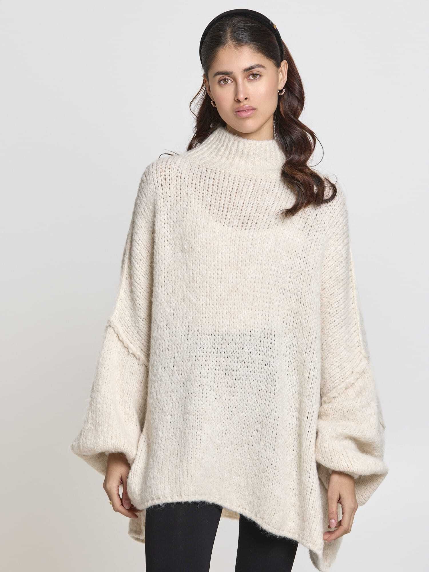 Lilavie В'язані светри Maraa One Size Oversize Grobstrickpullover mit Wollanteil