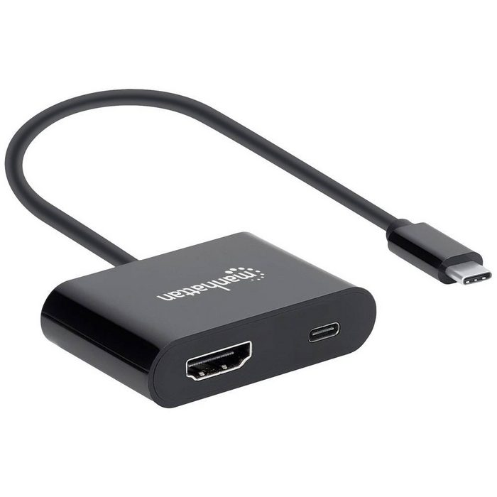 MANHATTAN USB-C auf HDMI- mit Power Delivery-Ladeport USB-Adapter beidseitig verwendbarer Stecker mit Ladebuchse