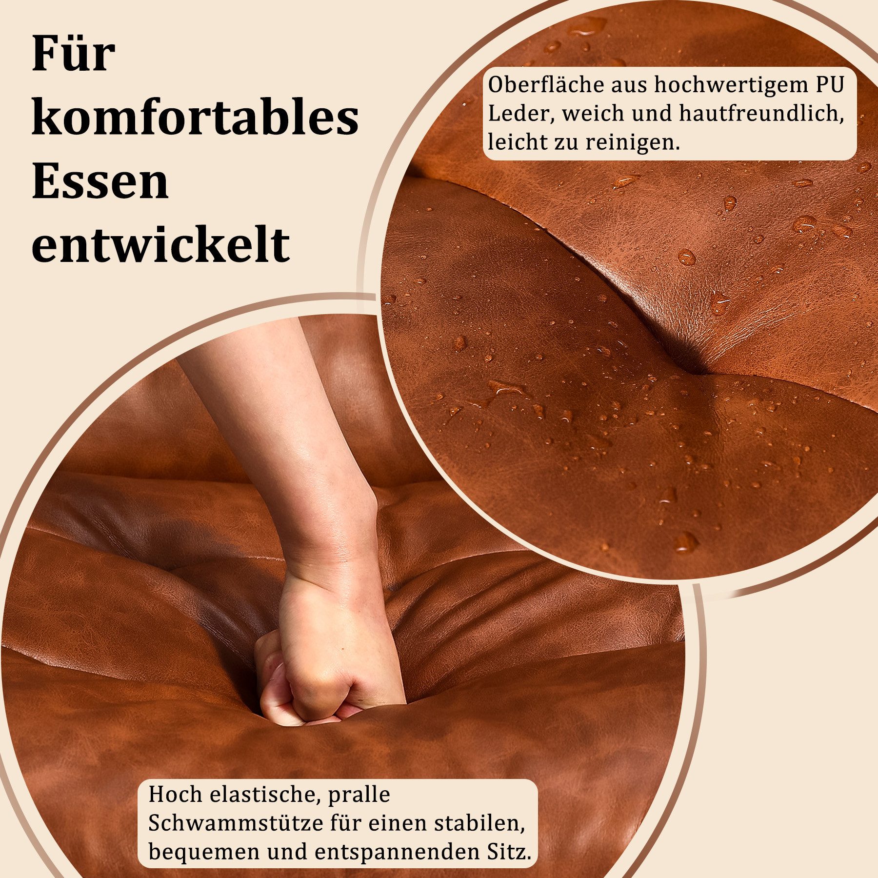 HomeMiYN Esszimmersessel Esszimmerstuhl Drehstuhl gepolstert PU Leder mit Rückenlehne (2-St)