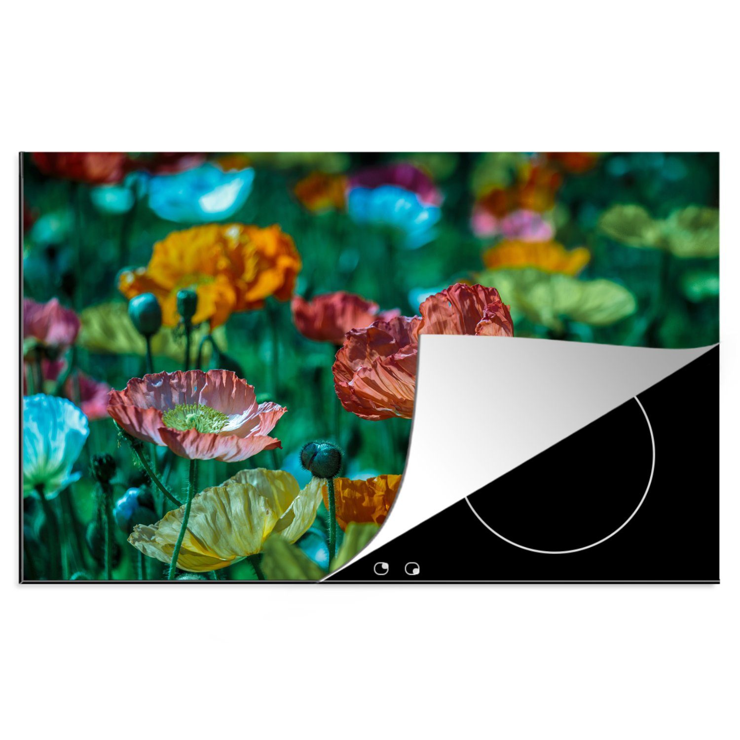 MuchoWow Herdblende-/Abdeckplatte Blumen - - tlg), Induktionskochfeld cm, Ceranfeldabdeckung (1 Natur Schutz küche, 81x52 für Vinyl, Wildtiere, die