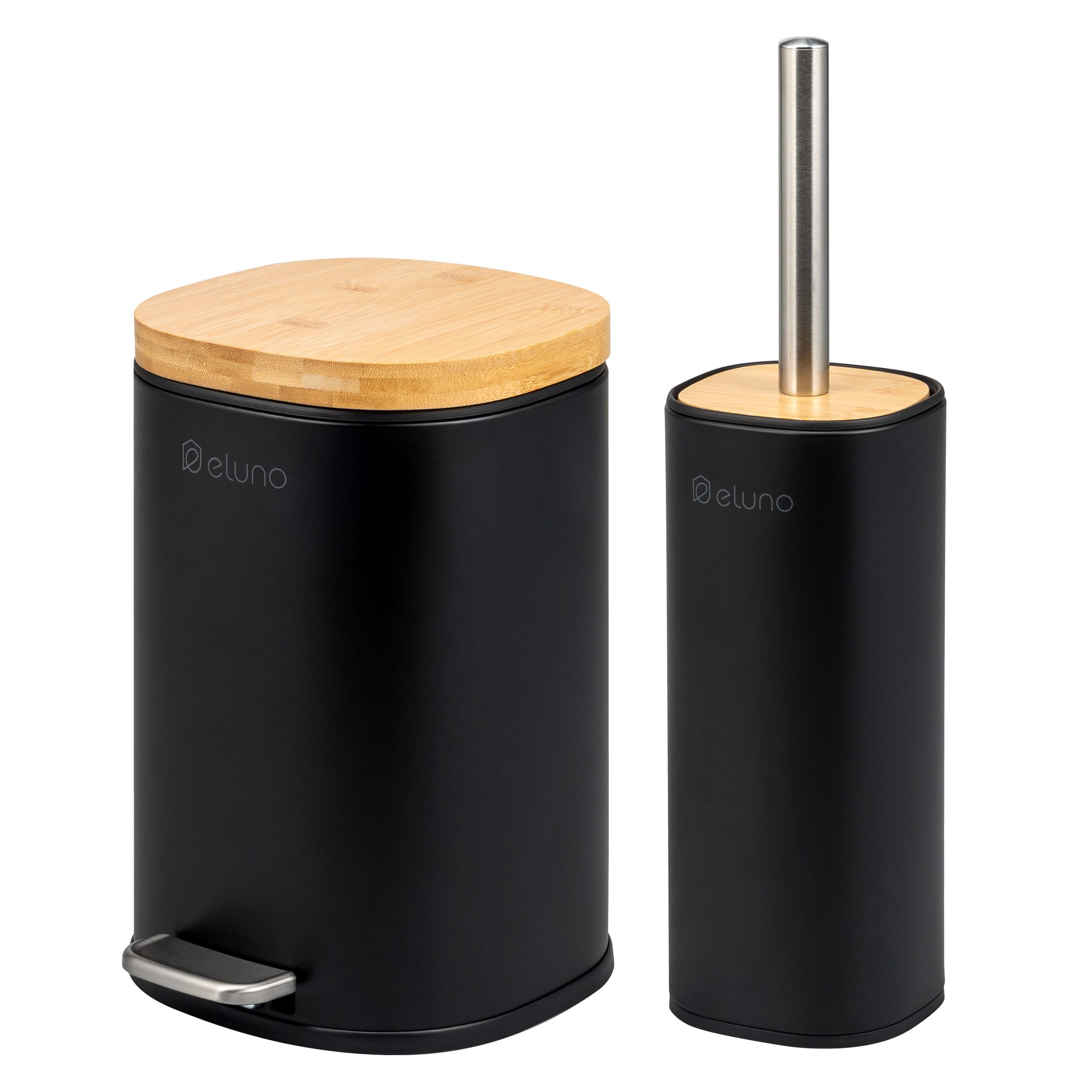 eluno Badaccessoire-Set Badezimmerset aus Metall und Bambus, 2 tlg. günstig online kaufen