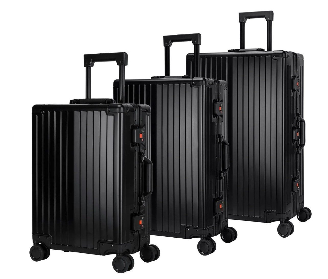 Heuer H Koffer Aluminium STRIPE Premium 20/24/28 Zoll, 4 Rollen, TSA-Schlösser, Aluminium, Leicht, Robust