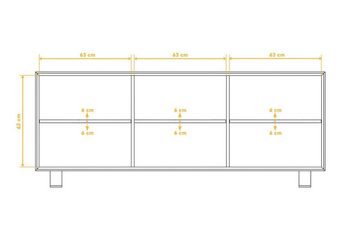 Natur24 Sideboard Kommode Leeds Wildeiche 197x50x78 gestell Schwarz mit 3 Türen