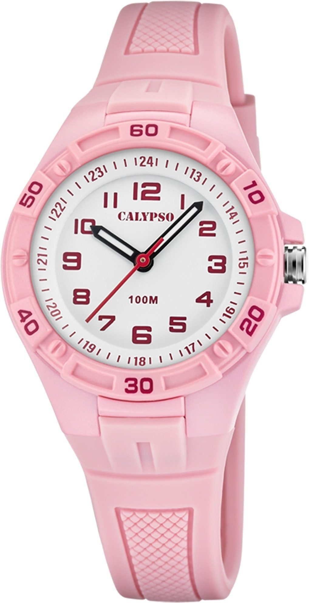 CALYPSO WATCHES Quarzuhr Calypso Jugenduhr Silikon rosa Calypso, (Analoguhr), Jugenduhr rund, mittel (ca. 33mm) Silikonarmband, Fashion-Style