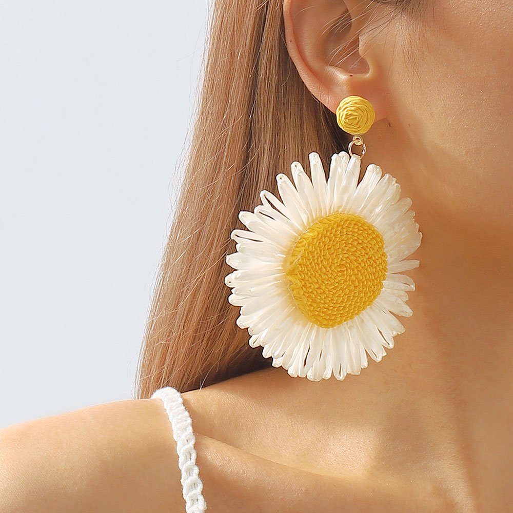 LAKKEC Paar Ohrhänger Gelb baumeln Flower Ohrringe Bohemian Earrings Damenschmuck Holiday